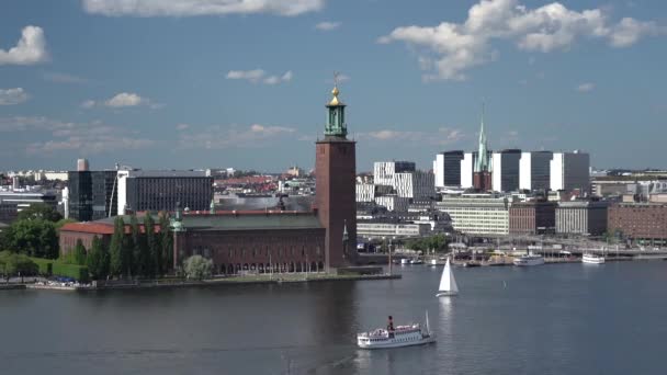 Letecký Časomíra Stockholm City Center Léto Koncept Dovolené Cestování — Stock video