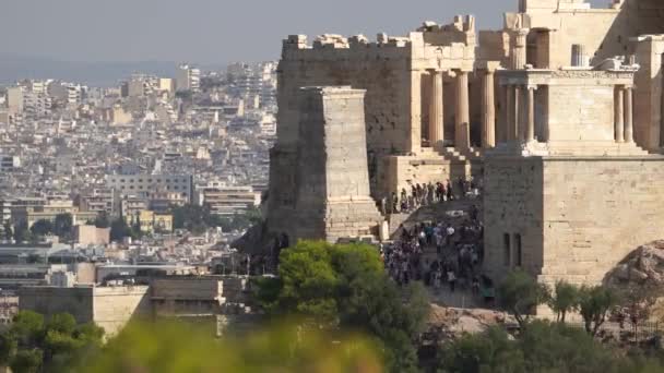 Oktober 2022 Akropolis Von Athen Griechenland Viele Touristen Parthenon Tempel — Stockvideo