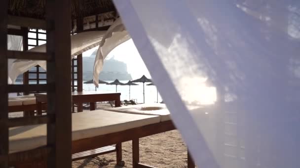 Wellness Massageraum Strand Bungalow Schönheitspflege Urlaub Und Entspannungskonzept — Stockvideo