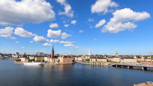 Luftaufnahme Zeitraffer Der Stockholmer Innenstadt Sommer Urlaubs Und Reisekonzept Hochwertiges — Stockvideo