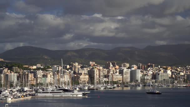 Oktober 2022 Palma Mallorca Stadtbild Hafen Und Küste Mit Bergen — Stockvideo