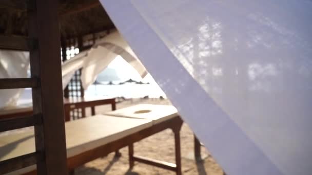 Спа Масажний Кабінет Пляжі Бунгало Догляд Красою Відпустка Концепція Розслаблення — стокове відео