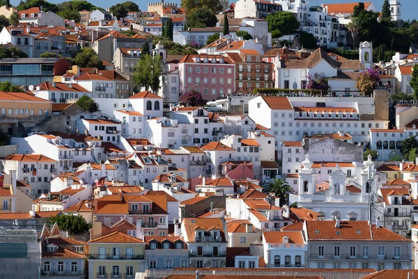 Lisabona Portugalia Orizontul Acoperișurilor Portocalii Râul Tagus Fotografie Înaltă Calitate Imagini stoc fără drepturi de autor