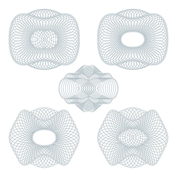 Rosettes Guilloché Similaire Sur Fond Blanc — Image vectorielle