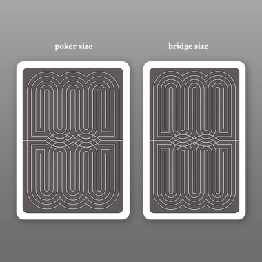 İskambil kağıdının arkasında. Poker boyutu ve köprü boyutu.