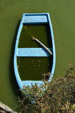 Bir parkın gölünde bir tekne havalandı..