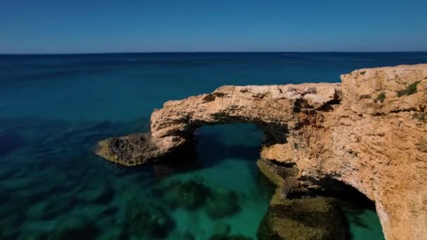 Bird Eye View Love Bridge Mediterranean Waters Ayia Napa Cyprus — Stock Video