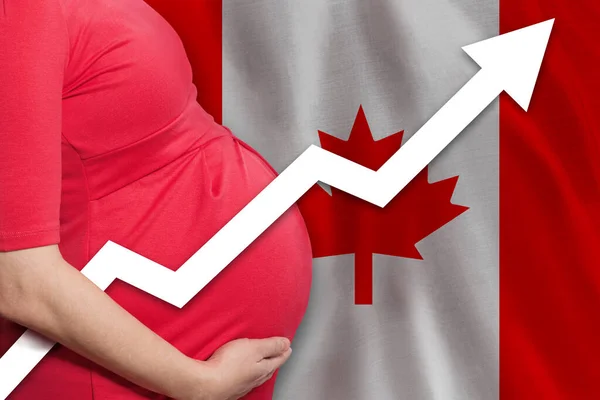 Canadian Pregnant Woman Flag Canada Background Birth Rate — Stock Photo, Image