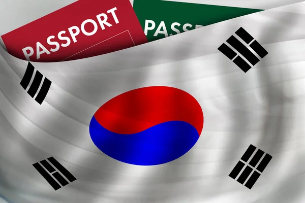 Bandeira Sul Coreana Fundo Passaporte República Coreia Cidadania Imigração Legal — Fotografia de Stock