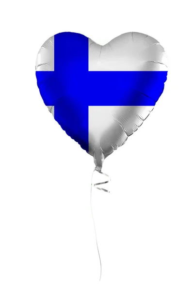 Finlandiya Konsepti Beyaz Arka Planda Finlandiya Bayrağı Olan Balon Eğitim — Stok fotoğraf