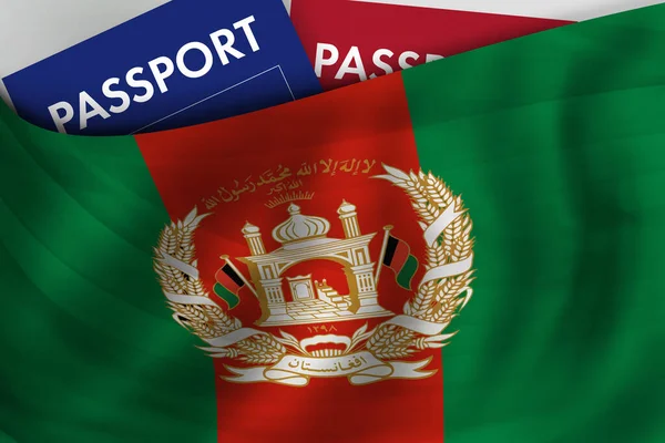 Afghaanse Vlag Paspoort Van Afghanistan Burgerschap Officiële Legale Immigratie Visum — Stockfoto