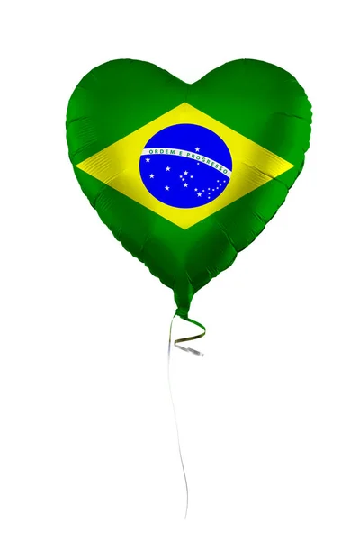 Βραζιλιάνικο Μπαλόνι Βραζιλιάνικη Σημαία Απομονωμένο Λευκό Φόντο Εκπαίδευση Φιλανθρωπία Μετανάστευση — Φωτογραφία Αρχείου