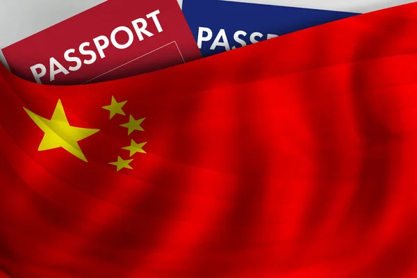 Chinese Flag Background Passport China Citizenship Official Legal Immigration Visa —  Fotos de Stock
