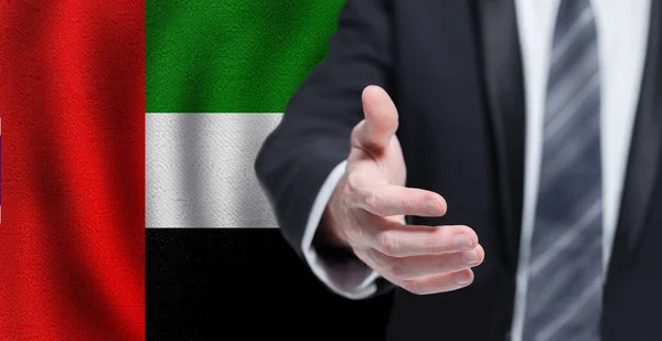 Emiratos Árabes Unidos Negocio Política Cooperación Concepto Viajes Bandera Los —  Fotos de Stock