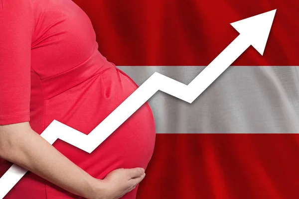 Mujer Embarazada Bandera Austria Antecedentes Tasa Natalidad —  Fotos de Stock