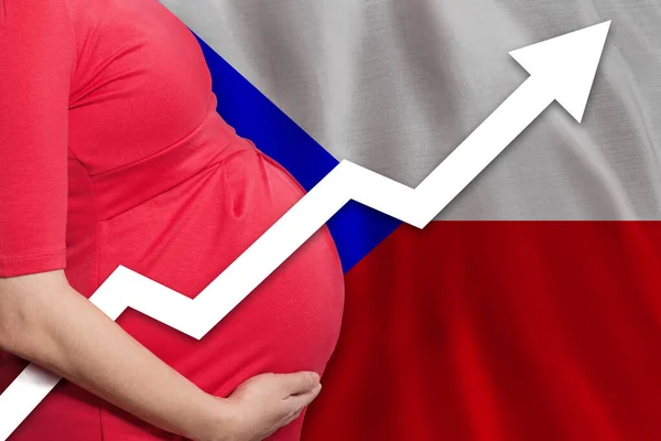 Mujer Embarazada Checa Bandera República Checa Antecedentes Tasa Natalidad —  Fotos de Stock