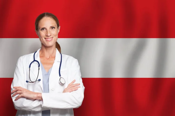 Médico General Austríaco Bandera Austria —  Fotos de Stock