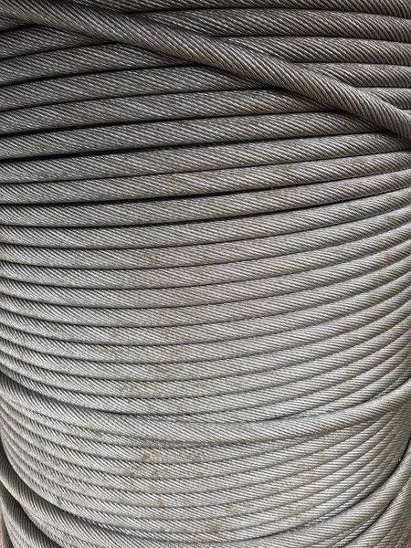 Bobina Gris Cuerda Metálica Acero Patrón Espiral — Foto de Stock