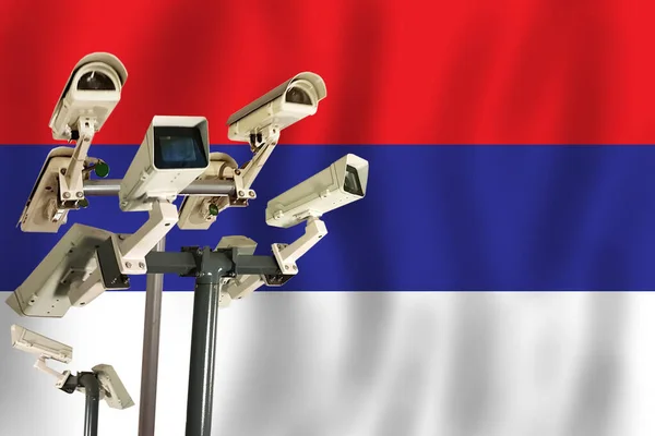 Cámara Seguridad Serbia Bandera Serbia Vigilancia Seguridad Control Totalitarismo —  Fotos de Stock
