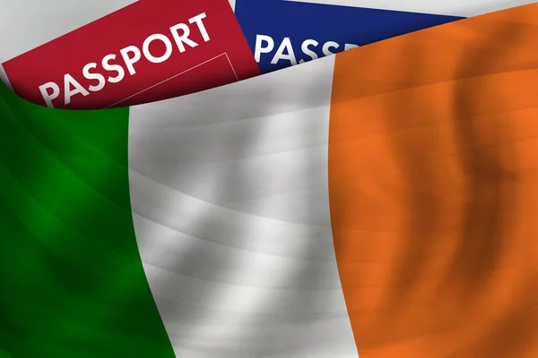 Ιρλανδική Σημαία Και Διαβατήριο Ιρλανδίας Ιθαγένεια Επίσημη Νόμιμη Μετανάστευση Θεώρηση — Φωτογραφία Αρχείου