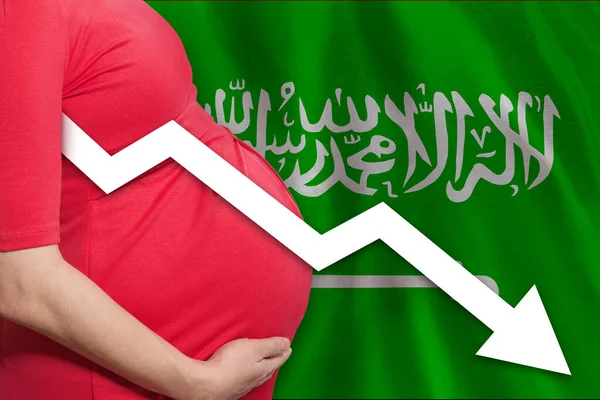 Zwangere Vrouw Saoedi Arabische Achtergrond Dalend Vruchtbaarheidscijfer — Stockfoto
