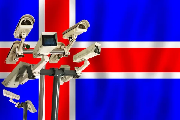 Cámara Cctv Islandesa Pabellón Islandia Concepto Vigilancia Seguridad Control Totalitarismo —  Fotos de Stock