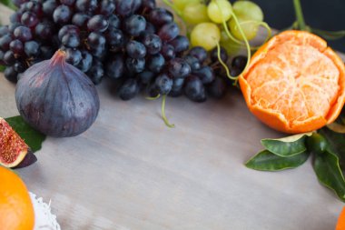 Meyve sınırı. Sağlıklı yemek geçmişi. Diyet, beslenme ve vitamin konsepti