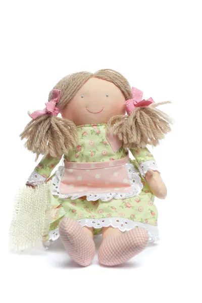 Traditionelle Handgefertigte Puppe Kleid Maded Rosa Und Grüne Farbe Natürliche — Stockfoto