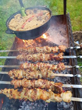 Izgara kebap ve pilav.