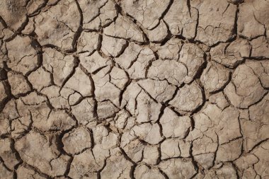 Kuru toprak dokusu arka planı. Çevre, iklim değişikliği ve küresel su kaynakları kavramı