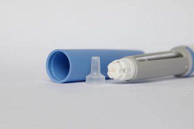 Mavi Semaglutide veya insülin enjeksiyon kalemi veya şeker hastaları için insülin kartuş kalemi. Diyabet hastaları için tıbbi ekipman