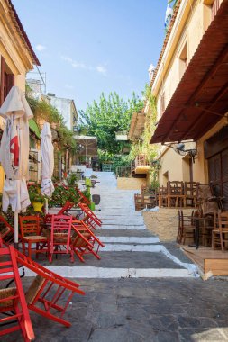 Eski Atina 'da bir sokak. Yunanistan 'da Seyahat