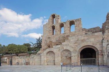 Atina, Yunanistan Acropolis Dionysos Tiyatrosu duvarına