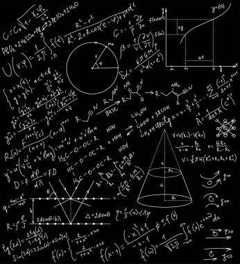 Tahta üzerinde el yazısı bilim formülleri, matematik geçmişi