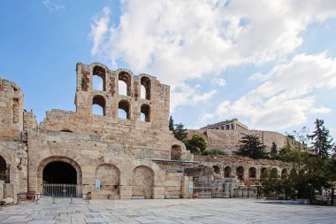 Antik tiyatronun kemeri. Dionysos Tiyatrosu, Atina, Yunanistan