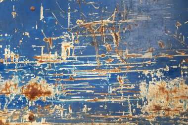 Mavi çizik paslı demir zemin