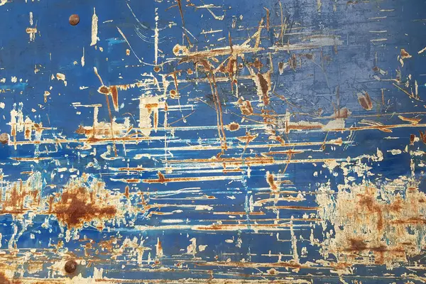 Mavi çizik paslı demir zemin