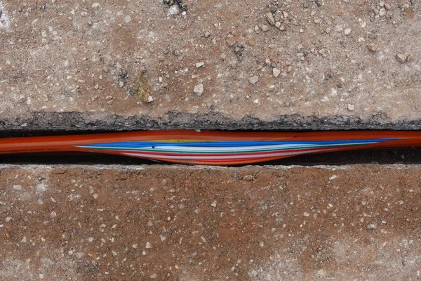 Athens Greece November 2022 Fiber Optic Telecommunication Cables Underground Wires — Stock Photo, Image