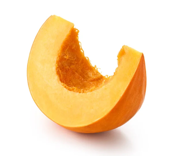 Eine Frische Scheibe Orangenkürbis Isoliert Auf Weißem Hintergrund — Stockfoto