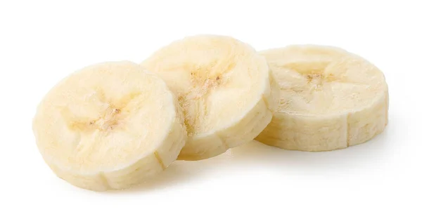Tres Rodajas Plátano Aisladas Sobre Fondo Blanco — Foto de Stock