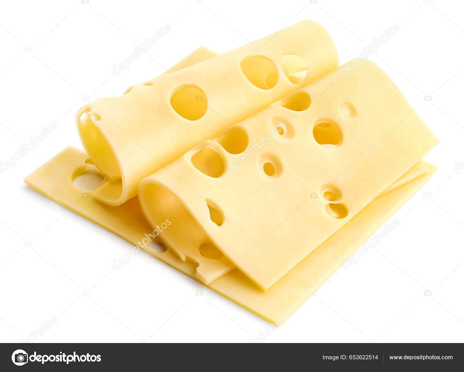 Fatias Queijo Maasdam Isoladas Sobre Fundo Branco — Foto © baibaz #653622514, image size:1600x1284