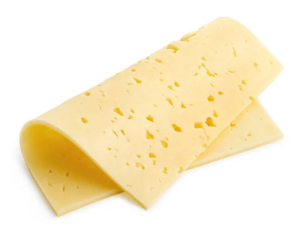 Eine Gefaltete Scheibe Schweizer Tilsiter Käse Isoliert Auf Weißem Hintergrund — Stockfoto