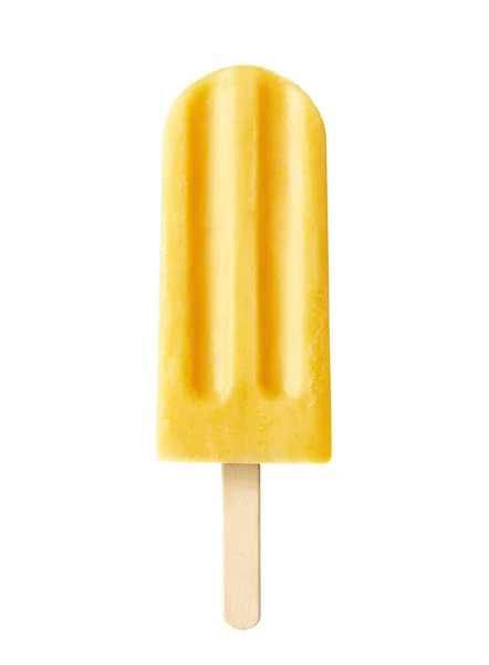 Gelbe Früchte Eis Stiel Isoliert Auf Weißem Hintergrund Geschmack Von — Stockfoto