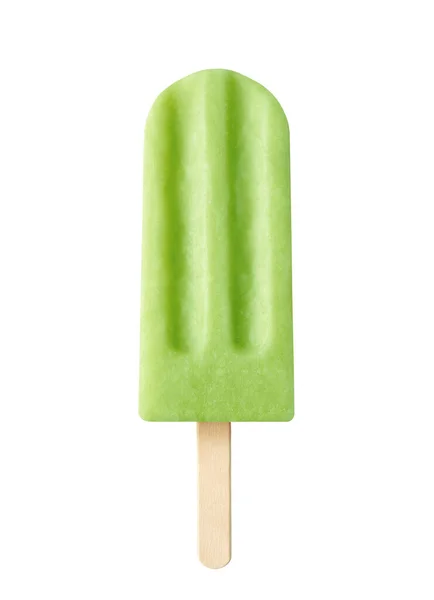 Green Fruit Popsicle Isolated White Background Apple Lime Pear Flavor — Stock Photo, Image
