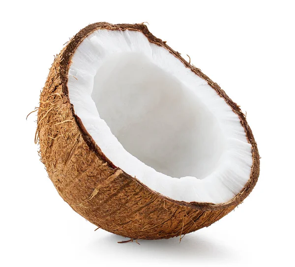 Vacker Fräsch Mogen Kokos Halv Isolerad Vit Bakgrund — Stockfoto