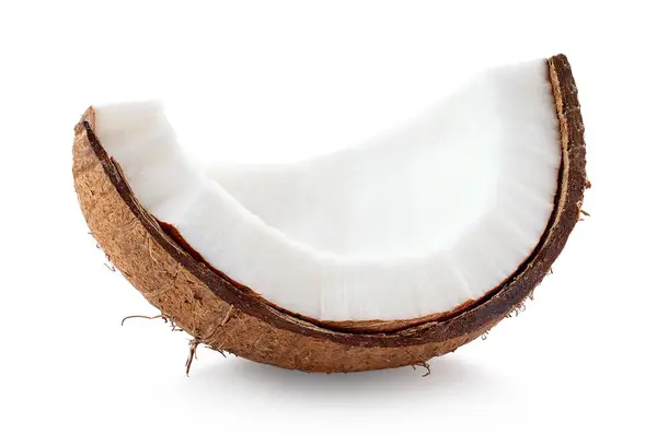 一片新鲜的成熟椰子 在白色背景上分离 免版税图库照片