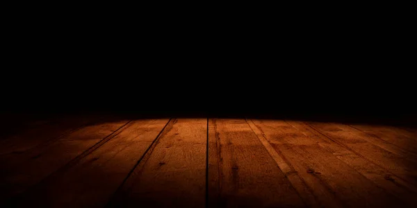 ヴィンテージ木製の床のテクスチャと暗い壁の背景 松の木 — ストック写真