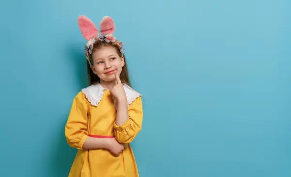 Cute Little Child Wearing Bunny Ears Easter Day — Stock Photo, Image