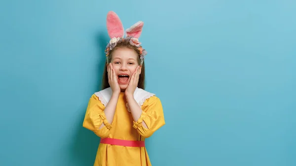 Cute Little Child Wearing Bunny Ears Easter Day — Stock Photo, Image