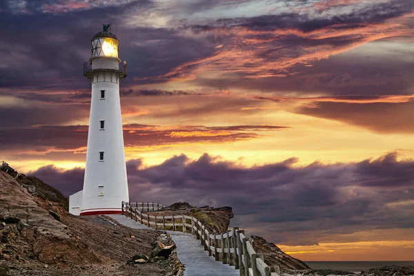 Castle Point Lighthouse Sunrise Wairarapa New Zealand — Stock Photo, Image